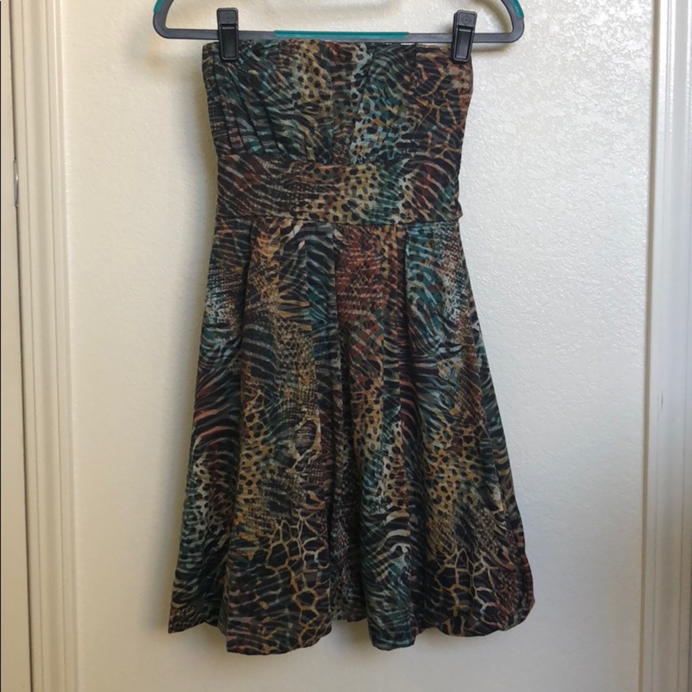 Macy’s Strapless jungle print dress